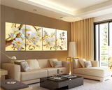 中国风家和富贵简约花卉四联无框画 客厅装饰画 沙发后墙壁画现代