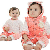 1-2-3岁男女童套装宝宝纯棉马甲三件套幼儿童百天衣服 秋冬季保暖
