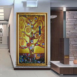 家居走廊玄关有框手绘装饰画 克里姆特世界名画临摹 生命之树油画
