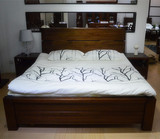 胡桃木家具  全实木床 现代中式休闲床  原木床 1.8米双人床 高箱