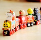 出口木质面包超人玩具车小火车儿童磁性组合套装托马斯宝宝小汽车