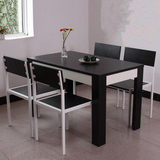 简约时尚餐桌 现代饭桌餐台 餐桌椅组合 黑色橡木贴皮餐桌 小户型