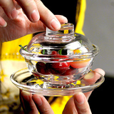 人气碗燕窝纯色中式盅迷你透明小号玻璃碗甜品碗带盖子碟子套装