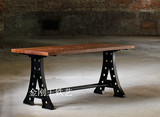 北欧宜家长方实木特价铁艺家居复古餐桌创意工作台书桌仿古办公桌