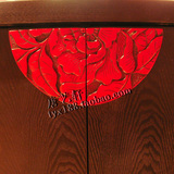 对开柜门拉手 半圆雕花红色对开拉手 中式古典衣柜框柜子门把手