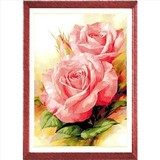 精准印花DMC十字绣正品最新款客厅卧室大画竖版画花卉粉红玫瑰