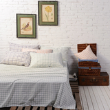多喜爱MMK家纺 色织系列纯棉面料纯色床单全棉布床罩条纹格子床单