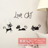 韩式墙贴纸 猫咪 咖啡奶茶宠物店创意装饰 窗户玻璃橱窗门贴纸
