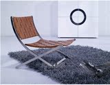 宜家单人休闲椅躺椅创意家具欧式真皮沙发椅懒人椅时尚不锈钢椅子