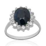 贵菲尔 925银天然蓝宝石戒指 （色深不透，有石纹） 包邮