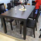餐桌简约现代黑橡木皮餐桌椅组合 实木桌腿家具6人饭桌 可凡优品