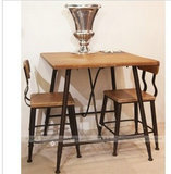 美式乡村loft复古怀旧铁艺实木餐桌椅组合咖啡桌椅休闲桌椅吧桌椅