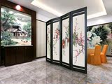 新中式国画花鸟现代装饰画组合无框画卡纸画手绘喷绘四条屏风包邮