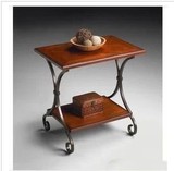 欧式铁艺茶几简约时尚客厅置物架床头柜小茶几电话架带实木桌子