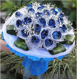 妇女节鲜花情人节鲜花气质非凡--21朵蓝玫瑰花束 免费配送