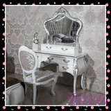 新古典梳妆台欧式雕刻梳妆台卧室带凳子化妆镜实木化妆台法式家具