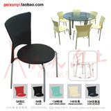 四脚塑钢餐椅简约餐厅椅家庭大排档椅子多色可选电镀高档餐桌椅