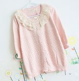 韩版 knit co 正品甜美森女串珠蕾丝领七分袖针织衫开衫 80738-1