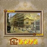 欧式老上海街风景有框纯手绘油画客厅玄关书房卧室装饰挂画JJ033