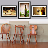 餐厅饭厅家居装饰有框画现代简约葡萄红酒杯花卉装饰墙挂三联壁画