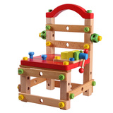 幼得乐 儿童宝宝拆装椅螺母组合木制拼装工具台幼儿园益智玩具