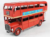 特价纯手工铁皮汽车模型英国伦敦巴士仿古复古铁皮车加大号