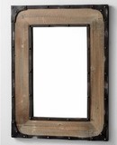 美式乡村家具铁艺镜框做旧镜子实木装饰相框卫生间镜浴室镜子欧式