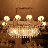 高档奢华 新款欧式古典全手工仿玉石花瓣罩 长方形水晶蜡烛餐吊灯