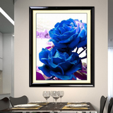 印花十字绣蓝色妖姬最新款 蒙娜丽莎十字绣卧室大幅玫瑰花客厅图