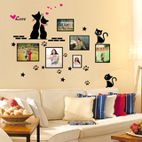 可移除 爱情猫创意相框墙贴 卧室客厅沙发背景墙贴画 照片墙贴纸