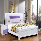 现代简约实木床铺1.8米1.5米白色烤漆圆床双人床时尚家具床双人床