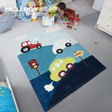麦克罗伊定制进口羊毛地毯 现代男孩儿童房卡通图画  卧室床尾毯
