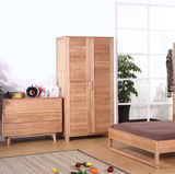日式 实木衣柜 实木白橡木两门衣柜 衣橱/储衣柜
