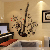 宜兰 3d立体环保亚克力墙贴画温馨卧室客厅电视背景墙吉他装饰