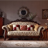 欧式布艺沙发 单双三人小户型转角布艺沙发组合家具美式全实木