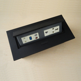 定制六位多功能桌面线合台面隐藏式插座信息盒接线板电源插座黑色