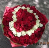 99朵红白玫瑰心形花束上海鲜花速递圣诞节鲜花速递求婚鲜花预定
