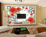 无缝大型壁画3d电视背景墙纸壁画壁纸立体时尚花卉玫瑰