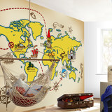 希之璧大型壁画现代简约北欧客厅卧室儿童房卡通墙纸壁纸环游世界