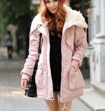 2013冬装韩版韩国棉衣棉服修身羊羔绒加厚保暖中长款风衣外套女
