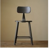 美式乡村铁艺椅子单人靠背椅咖啡厅椅餐椅吧台椅现代简约铁皮座椅