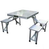 虎鹿户外桌椅 户外便携式可折叠野餐桌 露营展业桌 铝合金连体桌