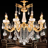 锌合金吊灯白玉石K9水晶灯具欧式艺术创意客厅灯卧室餐厅吊灯1985