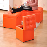 质量优质百露实木橙色大号换鞋凳沙发凳储物凳梳妆凳儿童凳