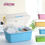 厨房置物架装碗筷收纳箱餐具收纳盒带盖碗柜放碗架沥水架盘子塑料