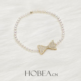 [HOBEA]天然正圆小珍珠蝴蝶结手链混搭日韩系正品轻珠宝定制细款