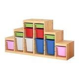 宜家代购 儿童储物组合 舒法特 储物组合实木架子+盒
