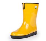 外贸 黄色简约时尚女式中筒春夏款大码显瘦雨鞋 雨靴水鞋胶鞋