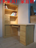 厂家直销简约特价松木组合台式转角电脑桌带书柜家用写字台书桌