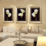 花卉三联壁画美式客厅装饰画现代简约玄关墙画餐厅挂画沙发背景墙